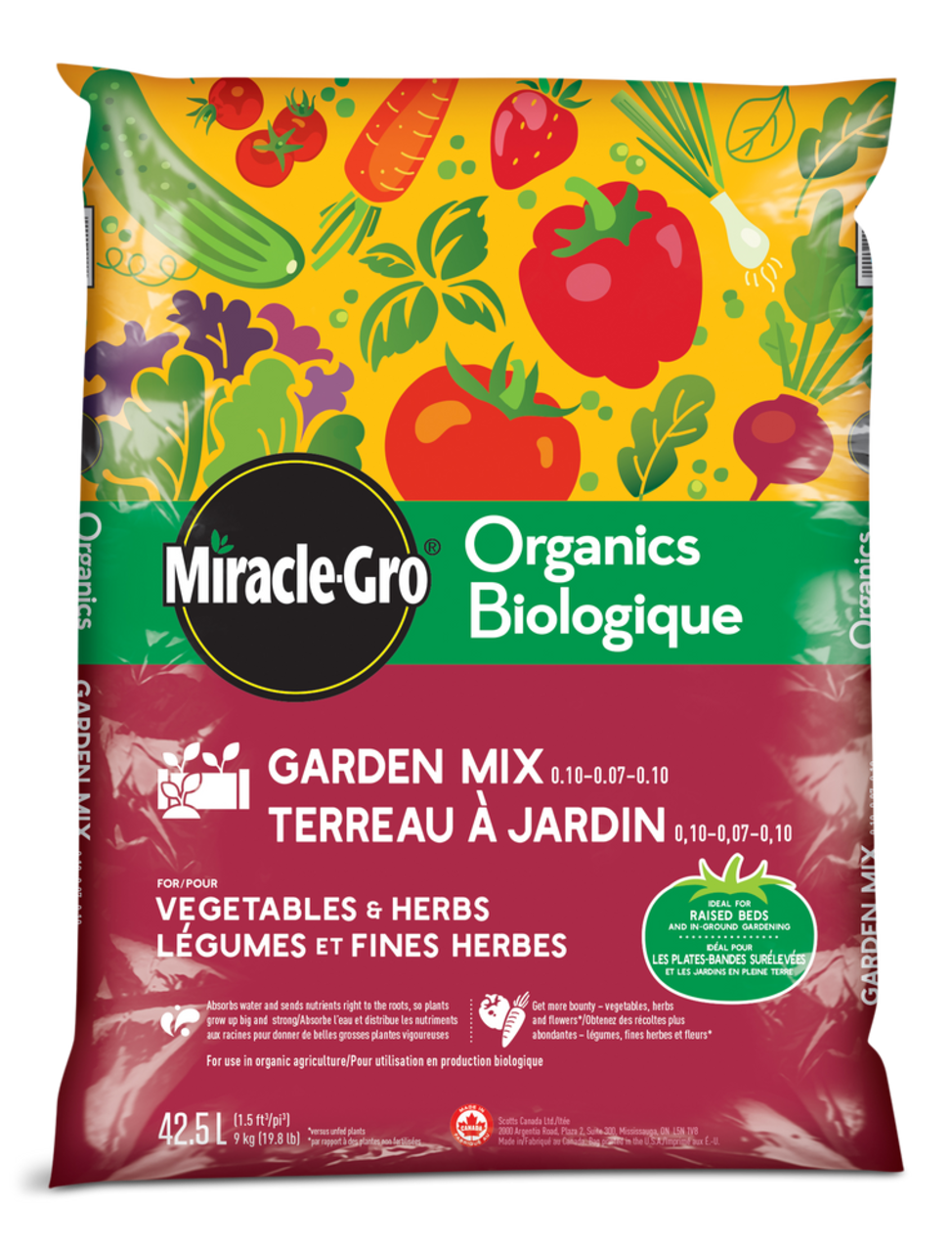 Miracle Gro Organic Vegetable Herbs Soil 42.5 L Canadian Tire