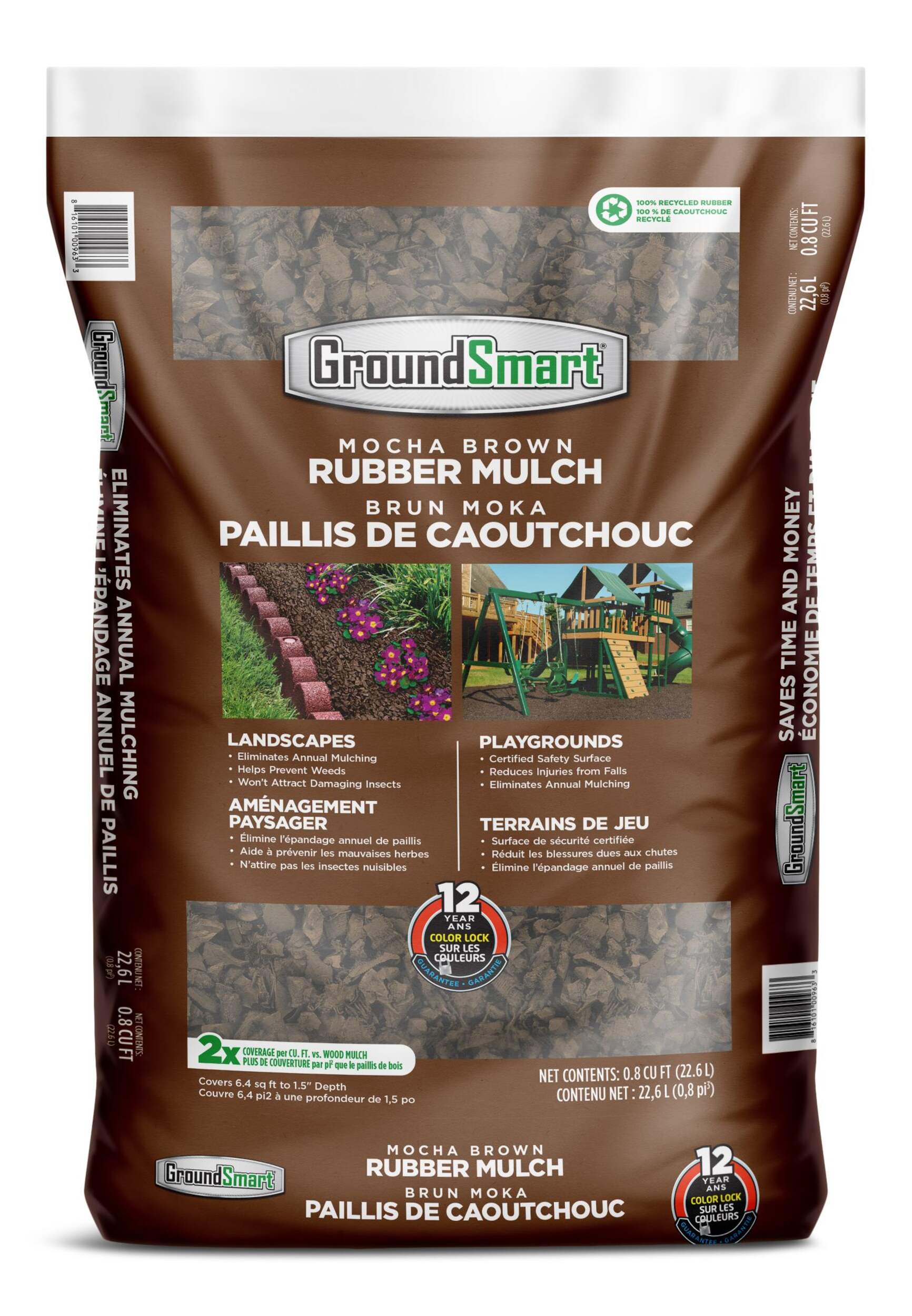 GroundSmart™ Mocha Brown Rubber Mulch, 22.6L Canadian Tire