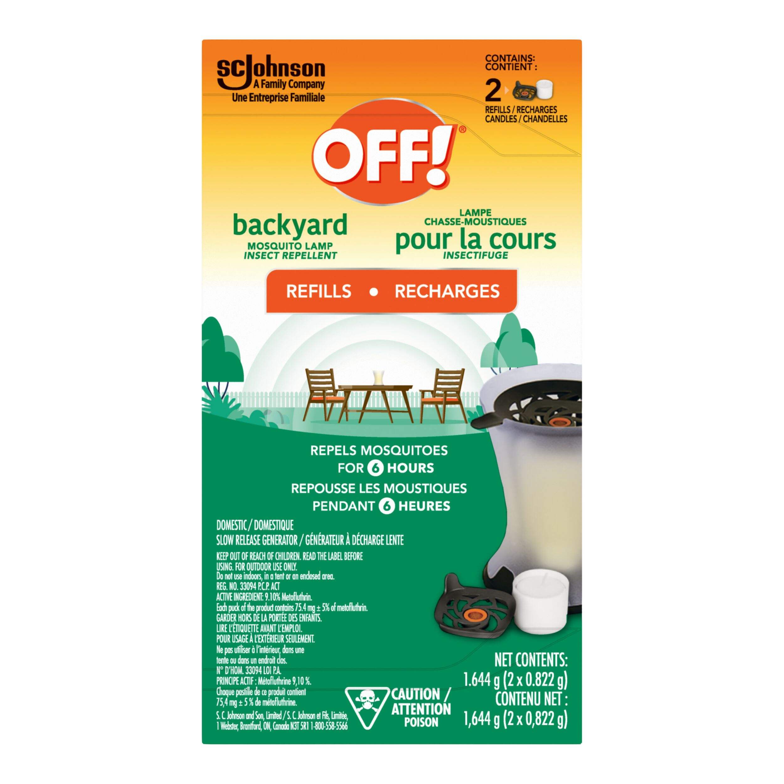 OFF! Backyard Mosquito/Insect Repellent Lamp Refill/Recharge, 2-pk Front_Flat