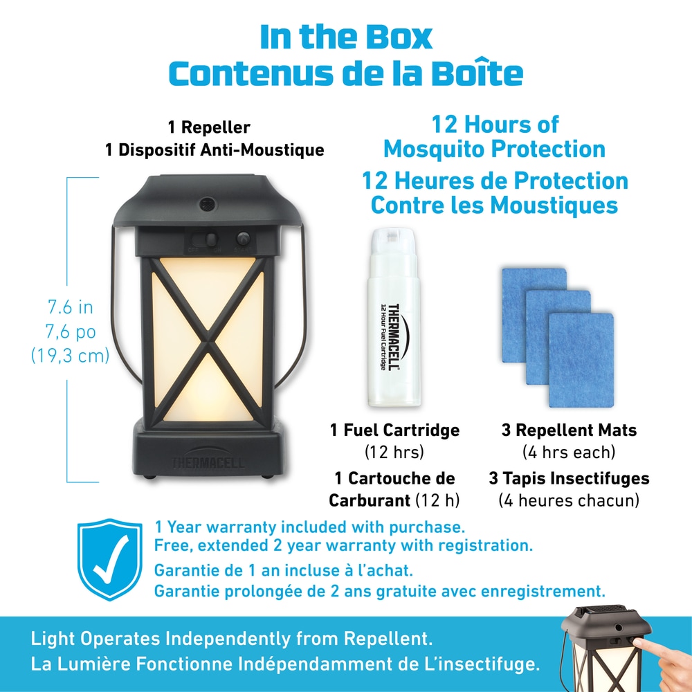 Thermacell Patio Shield 12Hour DEETFree LED Mosquito/Insect Repellent