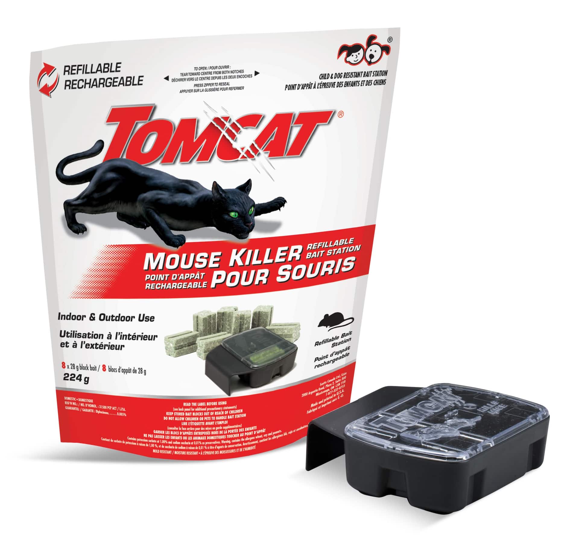 Tomcat Indoor/Outdoor Refillable Mouse Killer IV Bait Station, Child & Dog  Resistant 8-pk