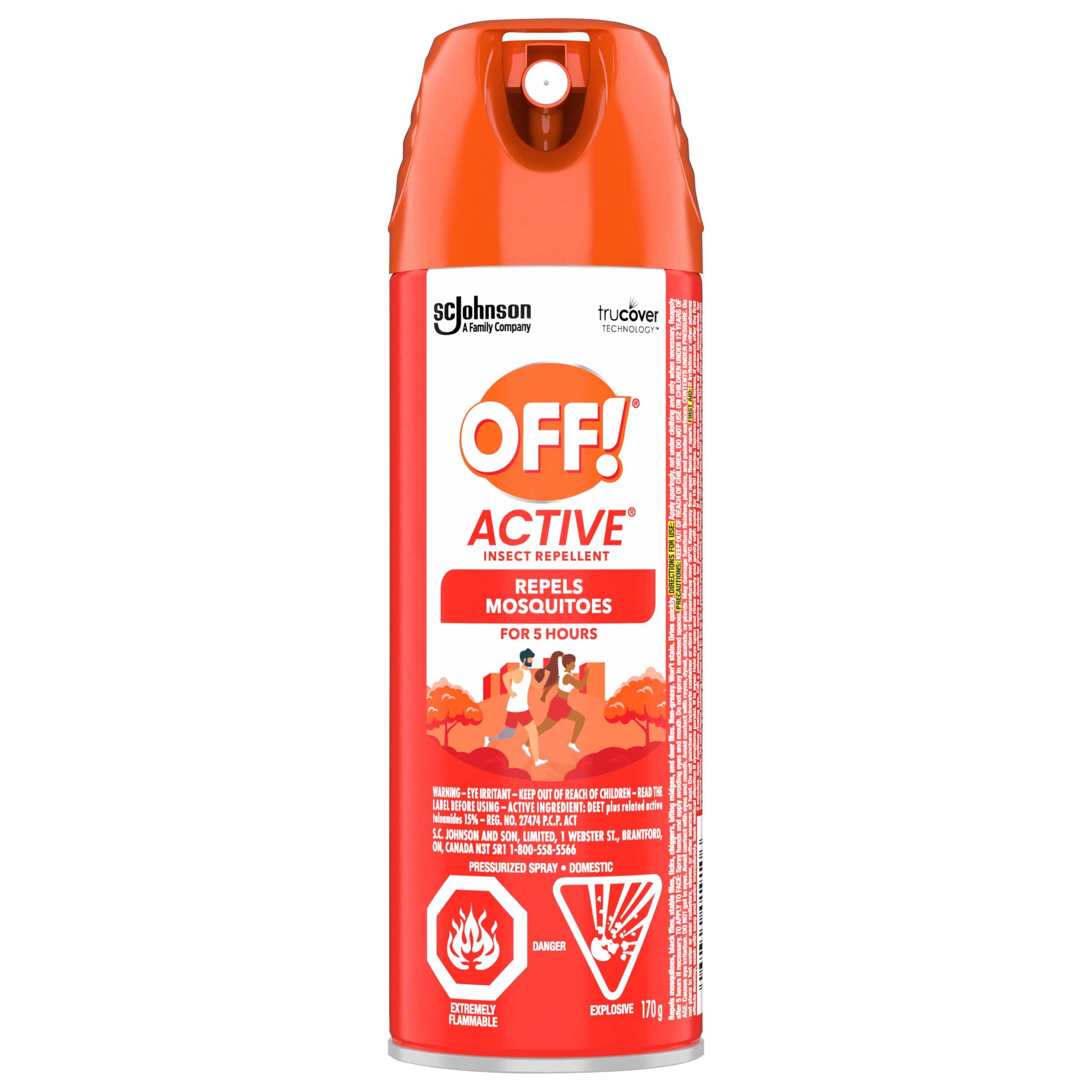 OFF! Active 5-Hour 15% DEET Aerosol Mosquito/Insect Repellent Spray, 170-g