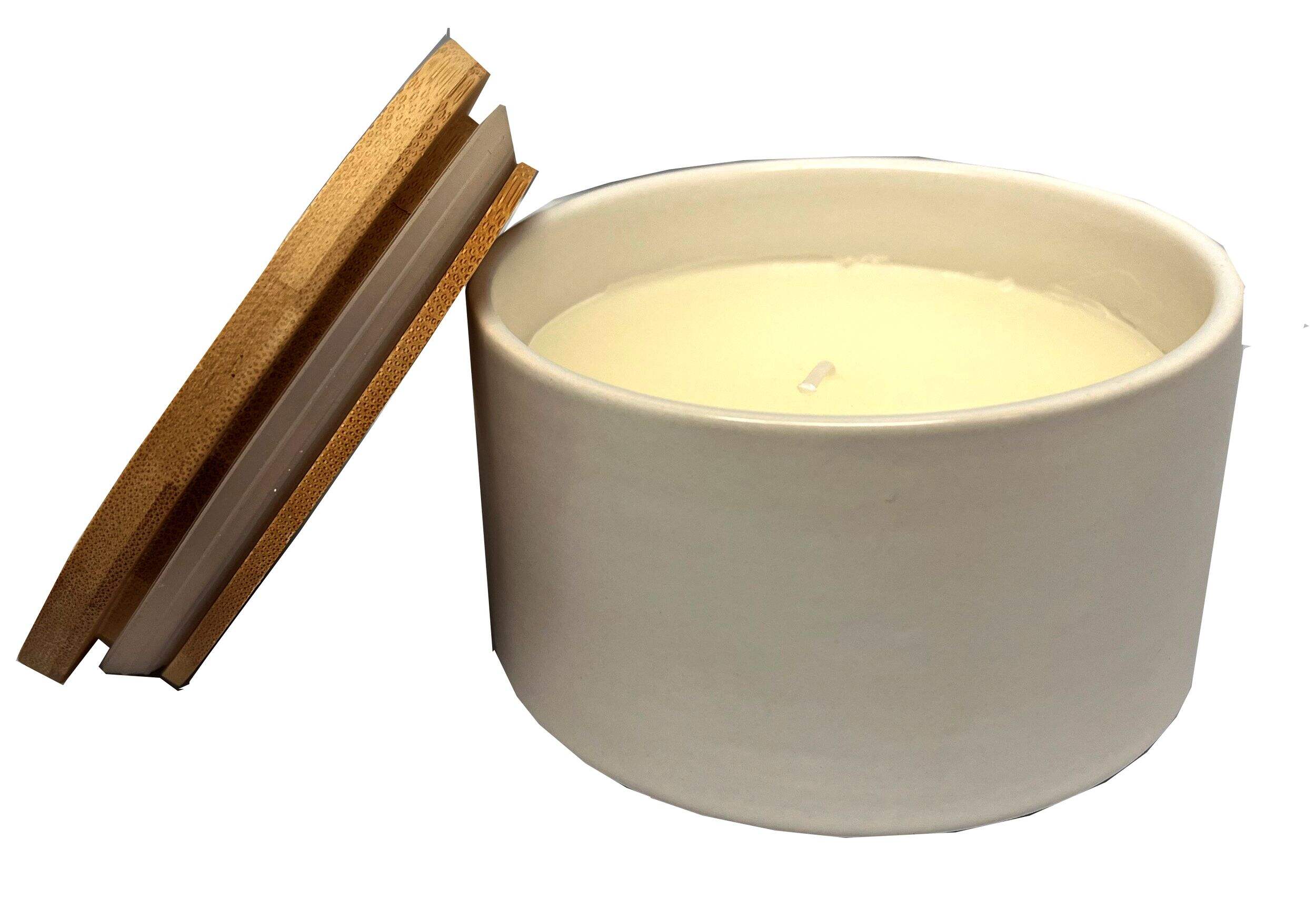 AMBIA Ceramic Citronella Candle with Wood Lid Composite_or_Mixed