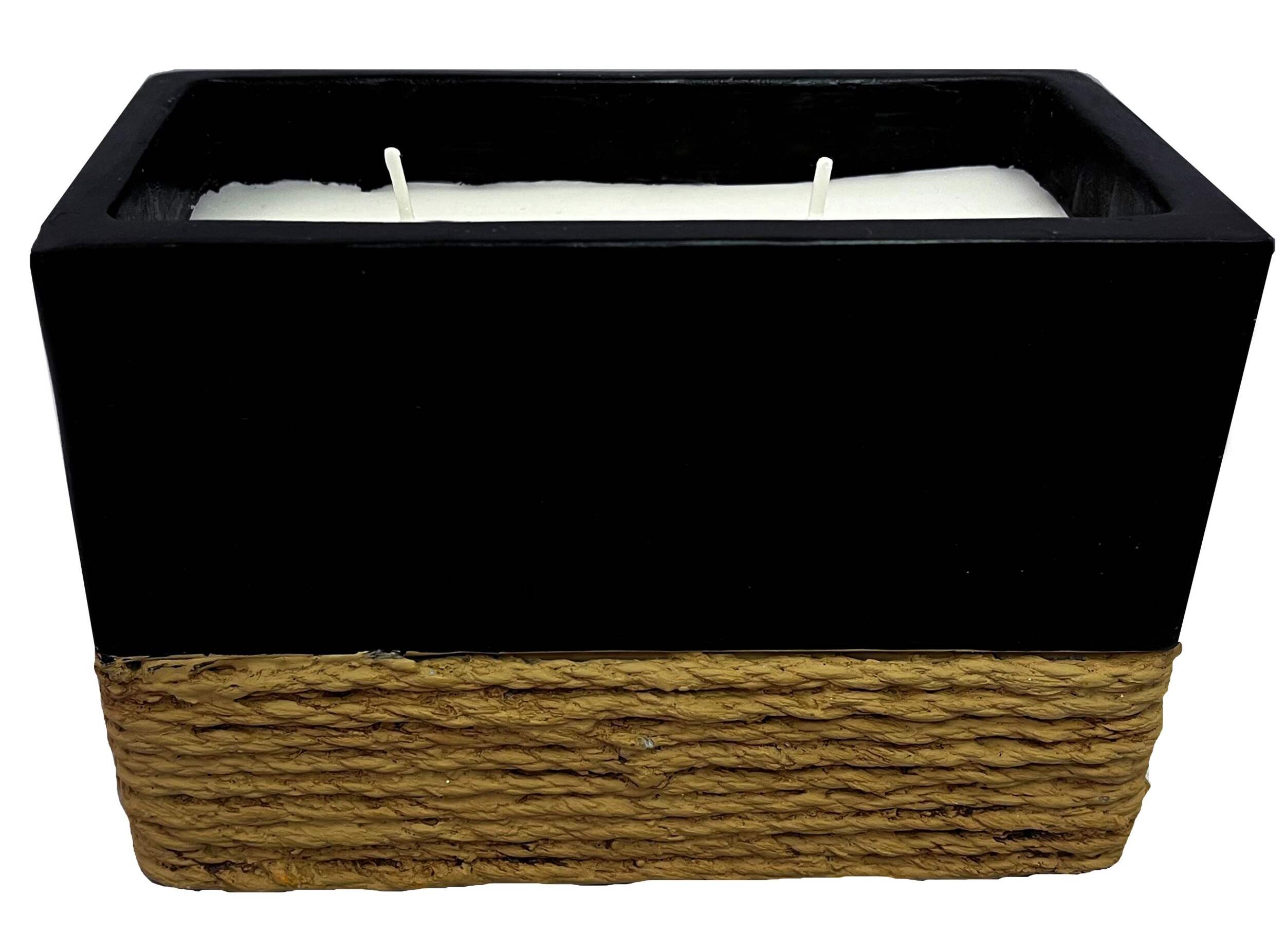 AMBIA Rectangle Concrete Citronella Candle with Rope, Black Front_Elevated