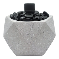 AMBIA Table Top Concrete Hexagon Citronella Torch with Black Stone Front_Elevated