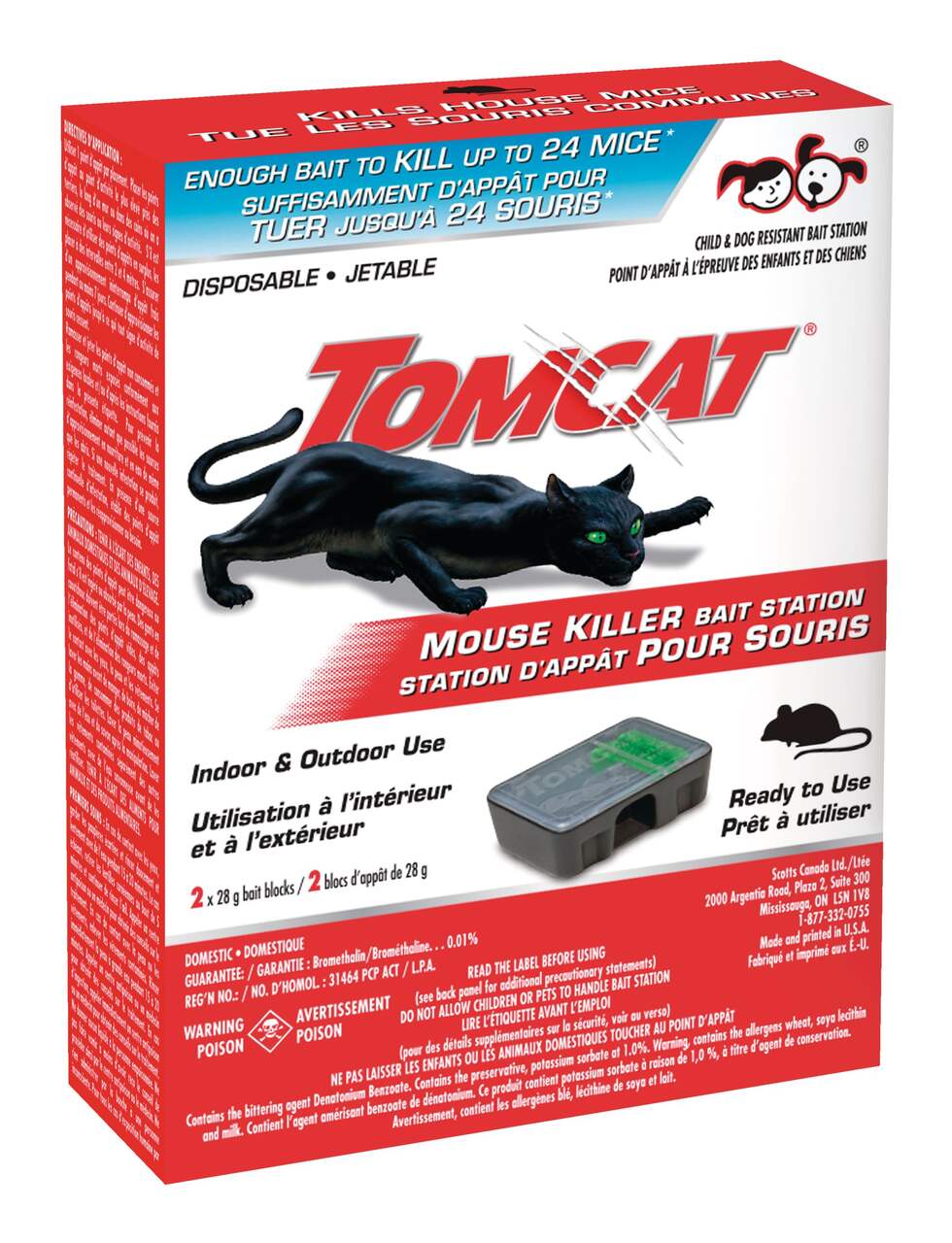 Tomcat Indoor/Outdoor Disposable Mouse Killer Bait Station, Child  Resistant, 2-pk