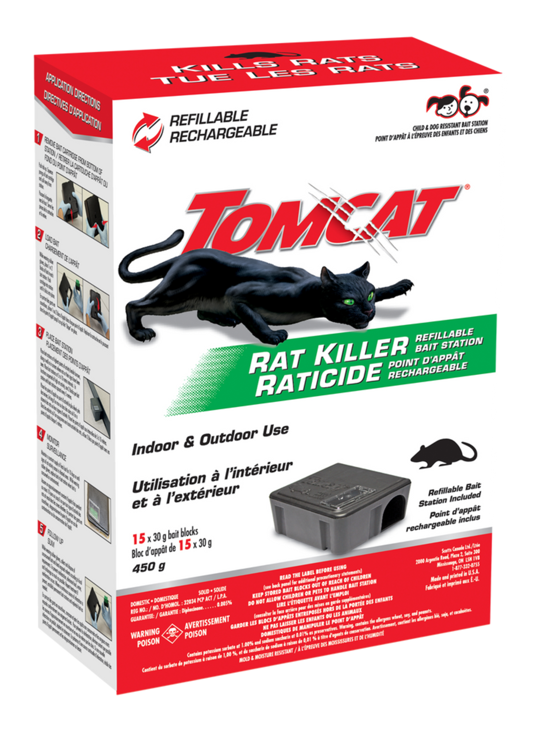 Tomcat Indoor/Outdoor Refillable Rat Killer Bait Station, Child Resistant, 15-pk Front_Angled_Right
