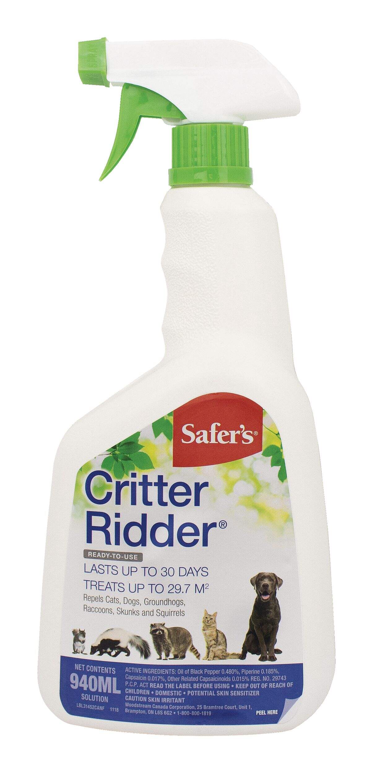 Safer's Chemfree Critter Ridder Liquid Ready-to-Use Animal Repellent, Spray, 940-L Front_Flat