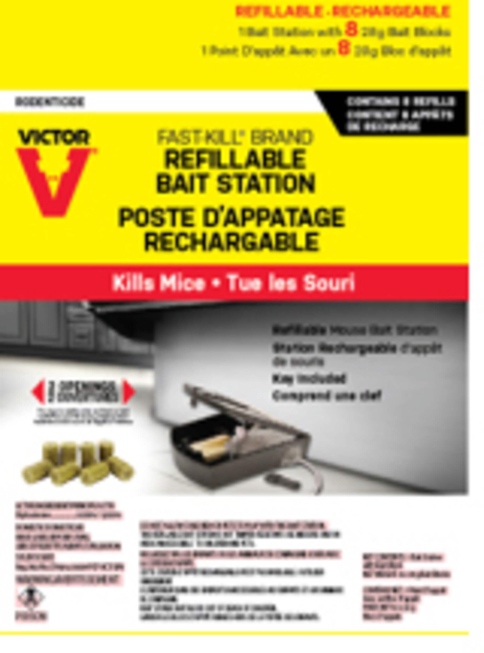 Victor® Fast-Kill® Refillable Mouse Bait Station with Refill Blocks Front_Flat