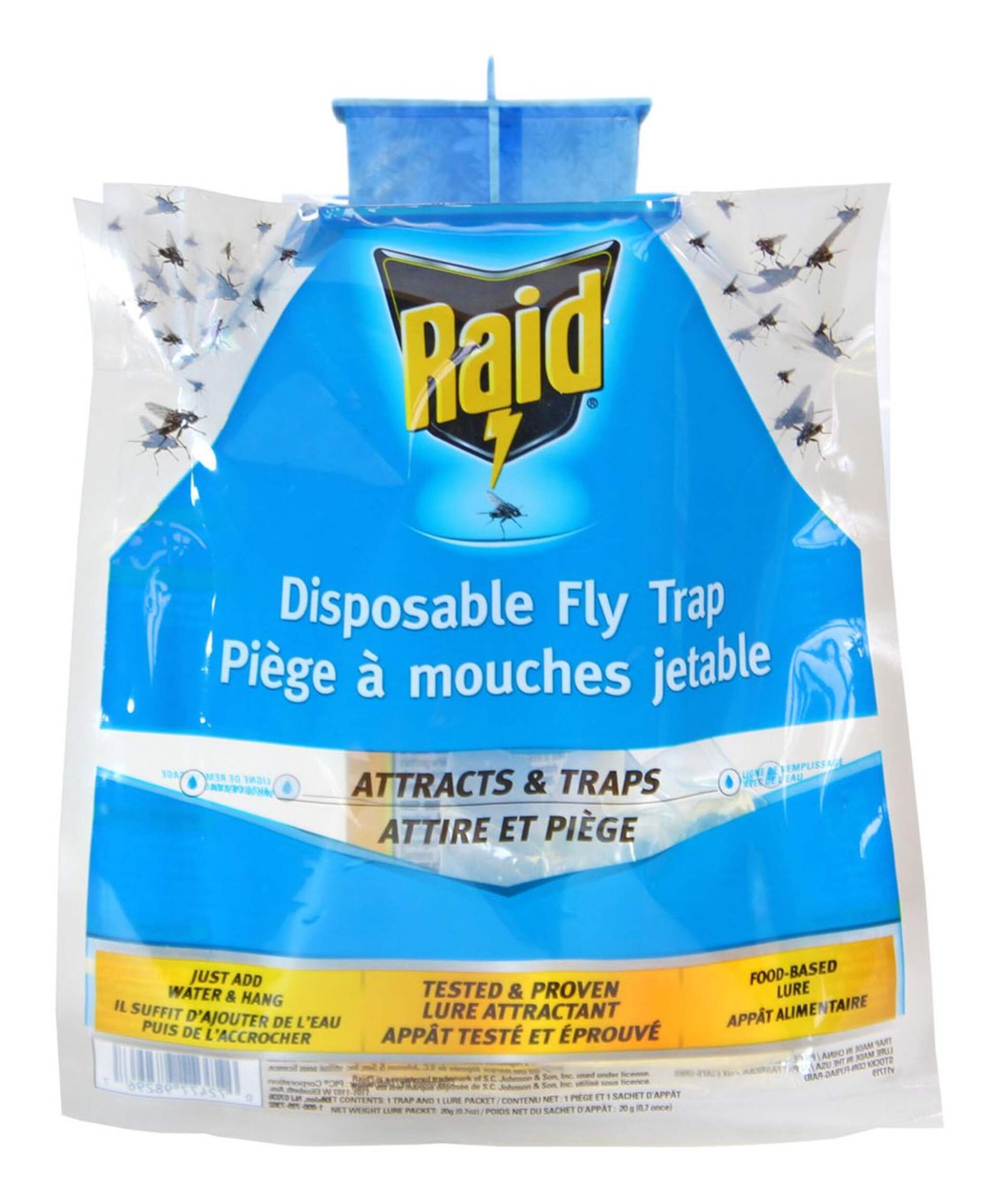 Raid® Disposable Outdoor Fly Trap Bag, with Food-Based Lure Front_Flat