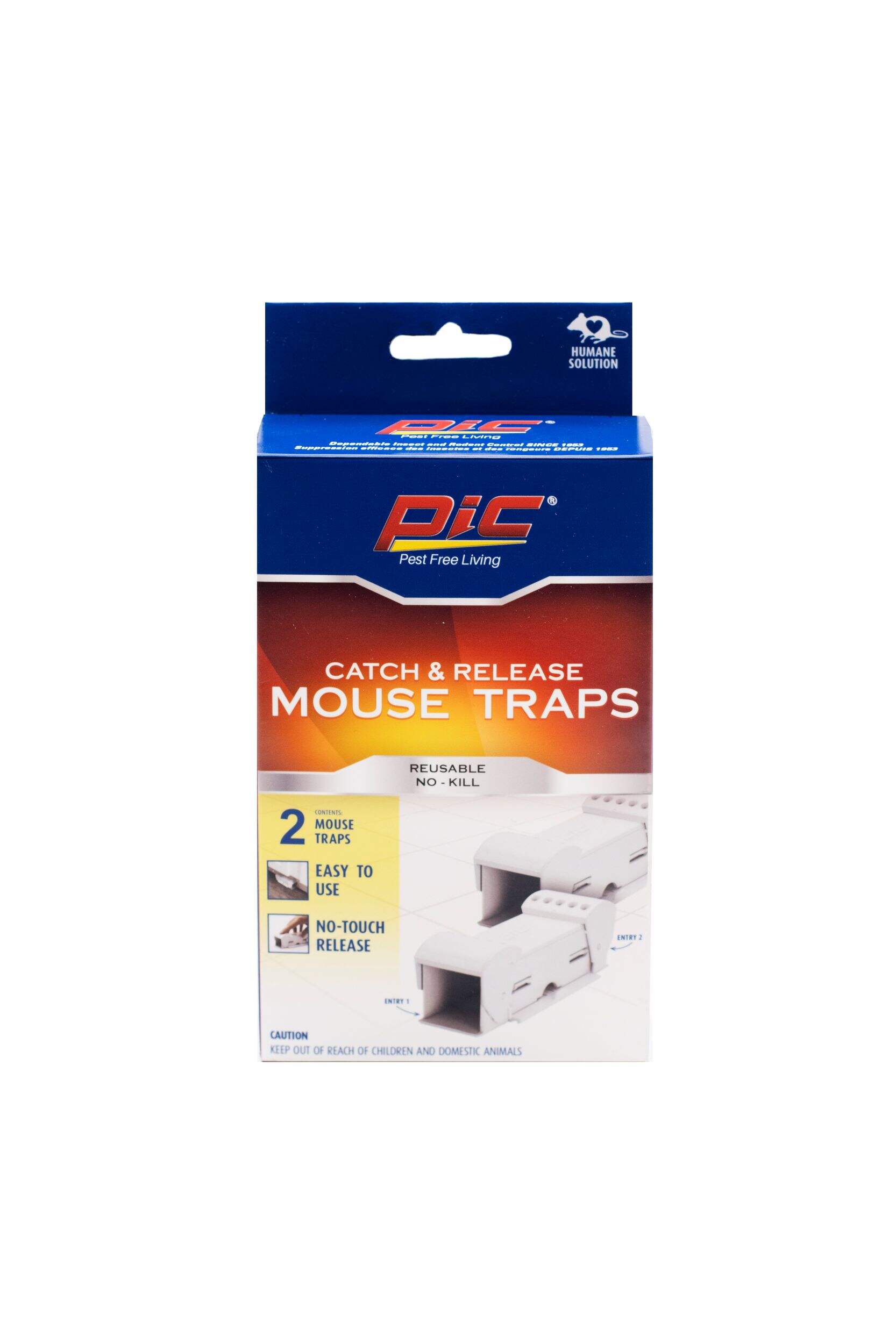 PIC Pest Free Living Indoor/Outdoor Reusable Catch & Release Mouse Trap, 2-pk Front_Elevated