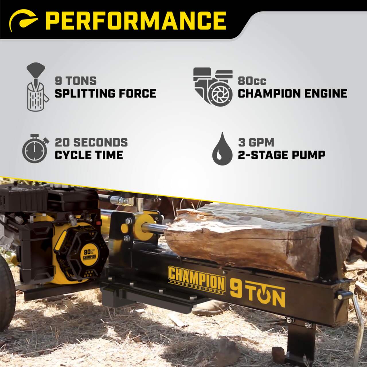 Champion 9 ton log new arrivals splitter