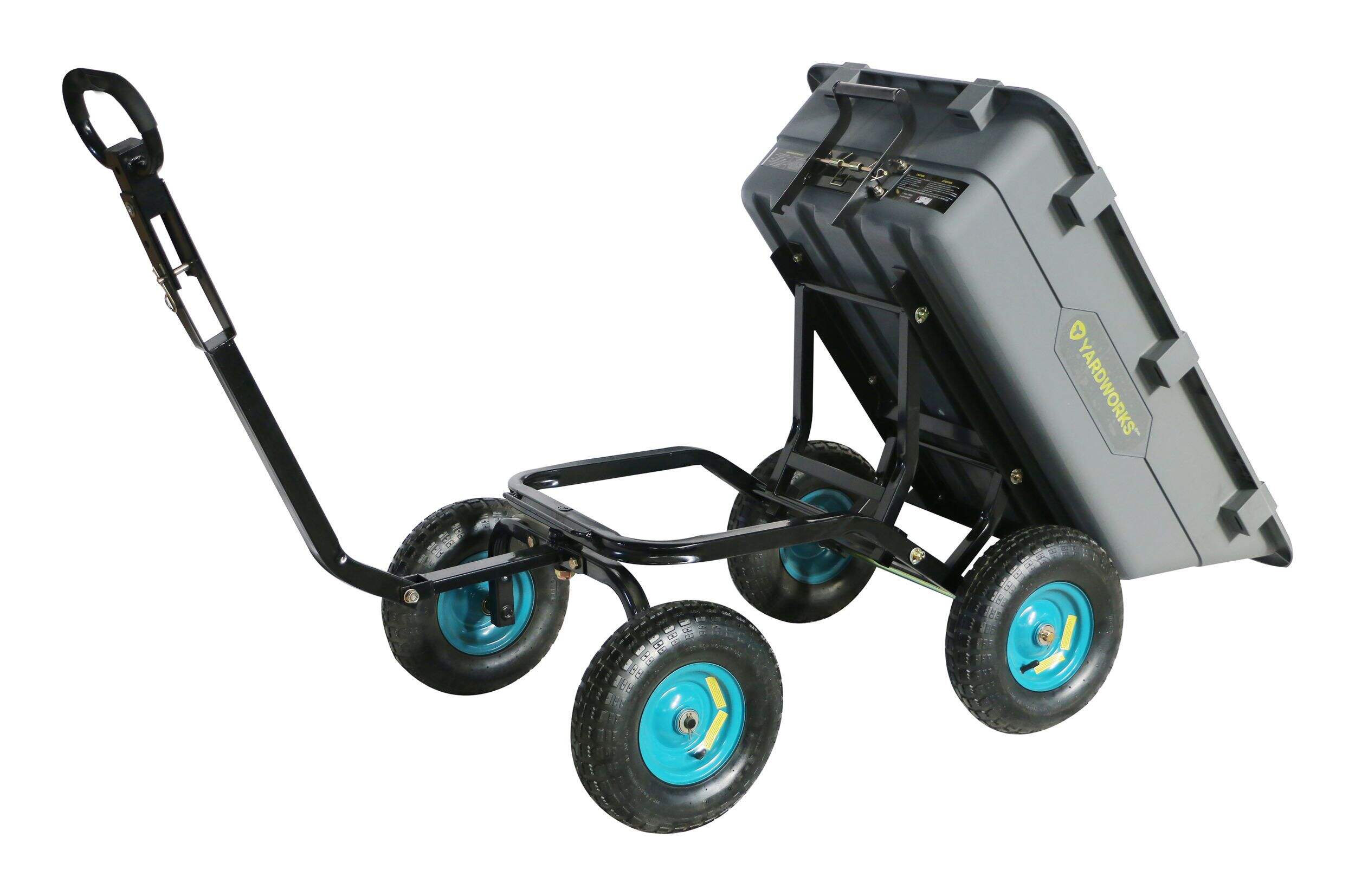 Yardworks 4-Wheel Quick-Release Dumping Garden/Yard Cart, 1200 lb Front_Angled_Left