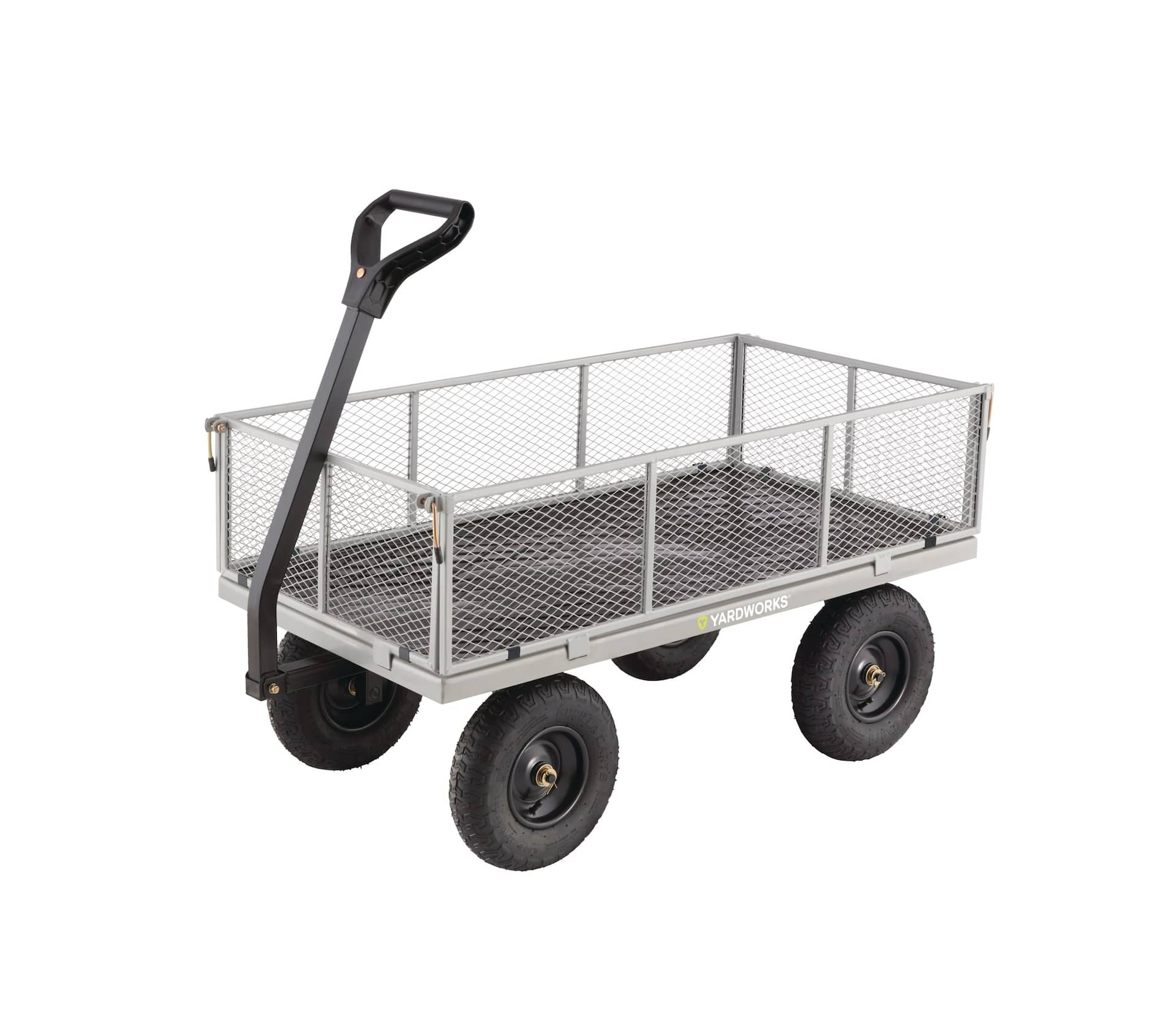 Yardworks Steel Tray 4-Wheel Removable-Sides Mesh Garden/Yard Cart, 1200 lb