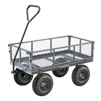 Yardworks Steel Tray 4-Wheel Removable-Sides Mesh Yard/Garden Cart 600 lb Front_Three_Fourths_Angled_Left