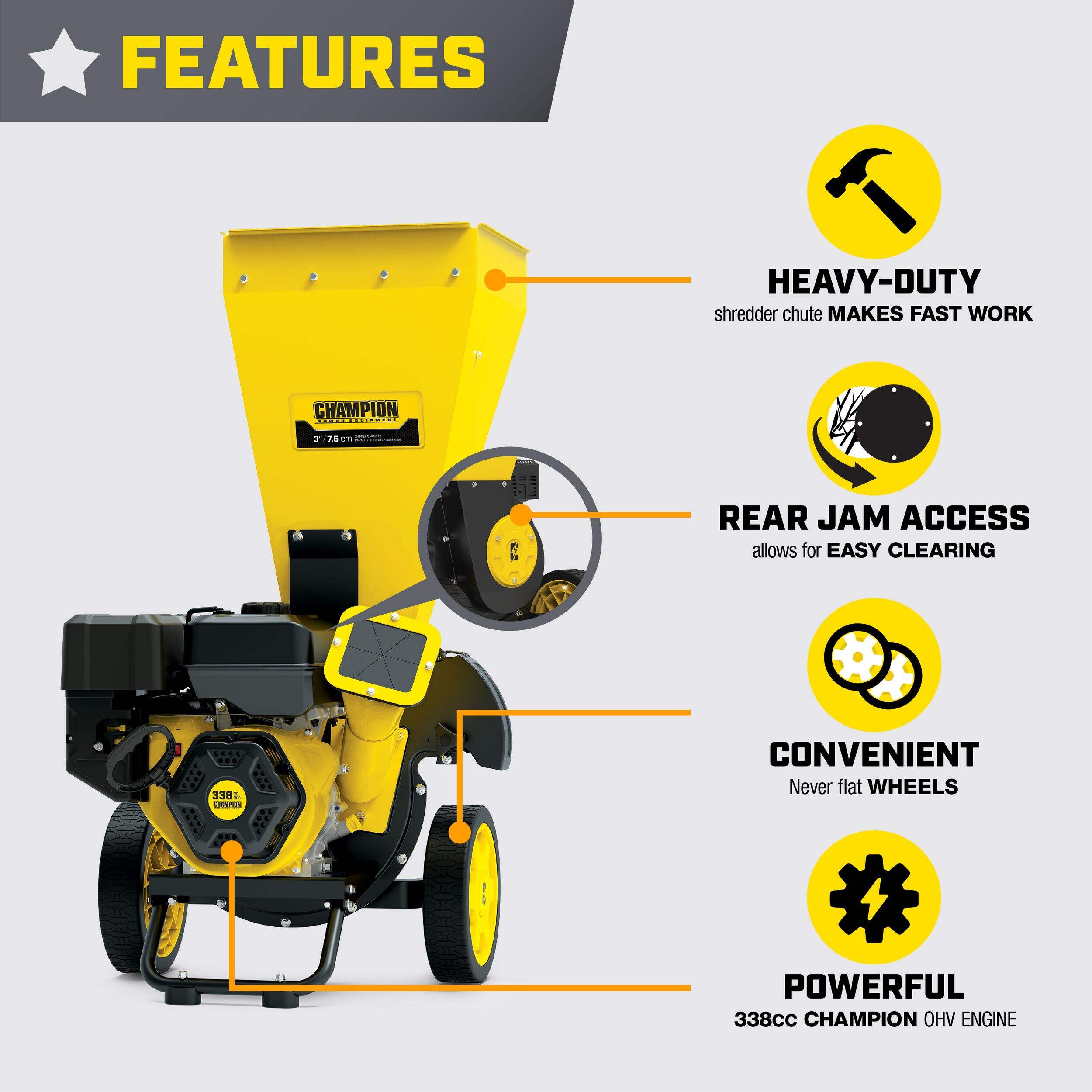 Champion Power Equipment 338cc Chipper/Shredder, 3in Canadian Tire