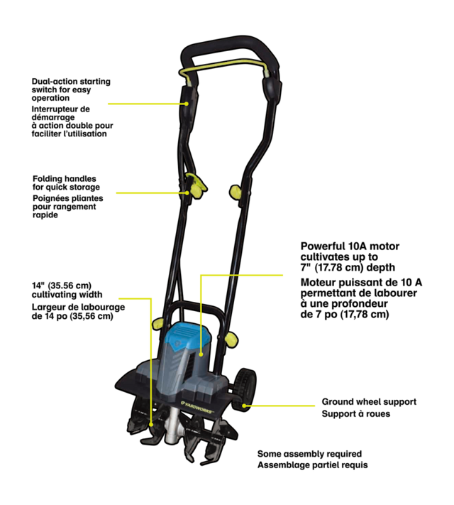 Yardworks GLT120CU 14in 10A Electric Corded Tiller Canadian Tire