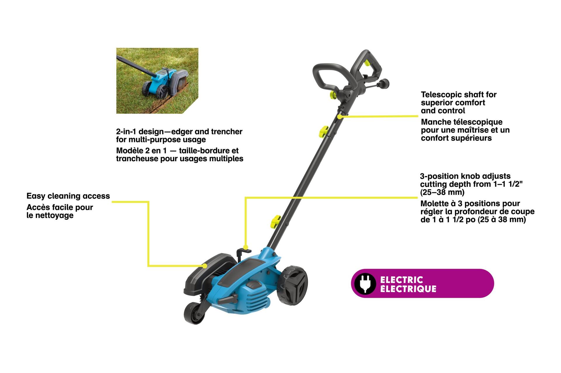 Yardworks GLE150U2 12A 2 in 1 Electric Lawn Edger Trencher Canadian Tire