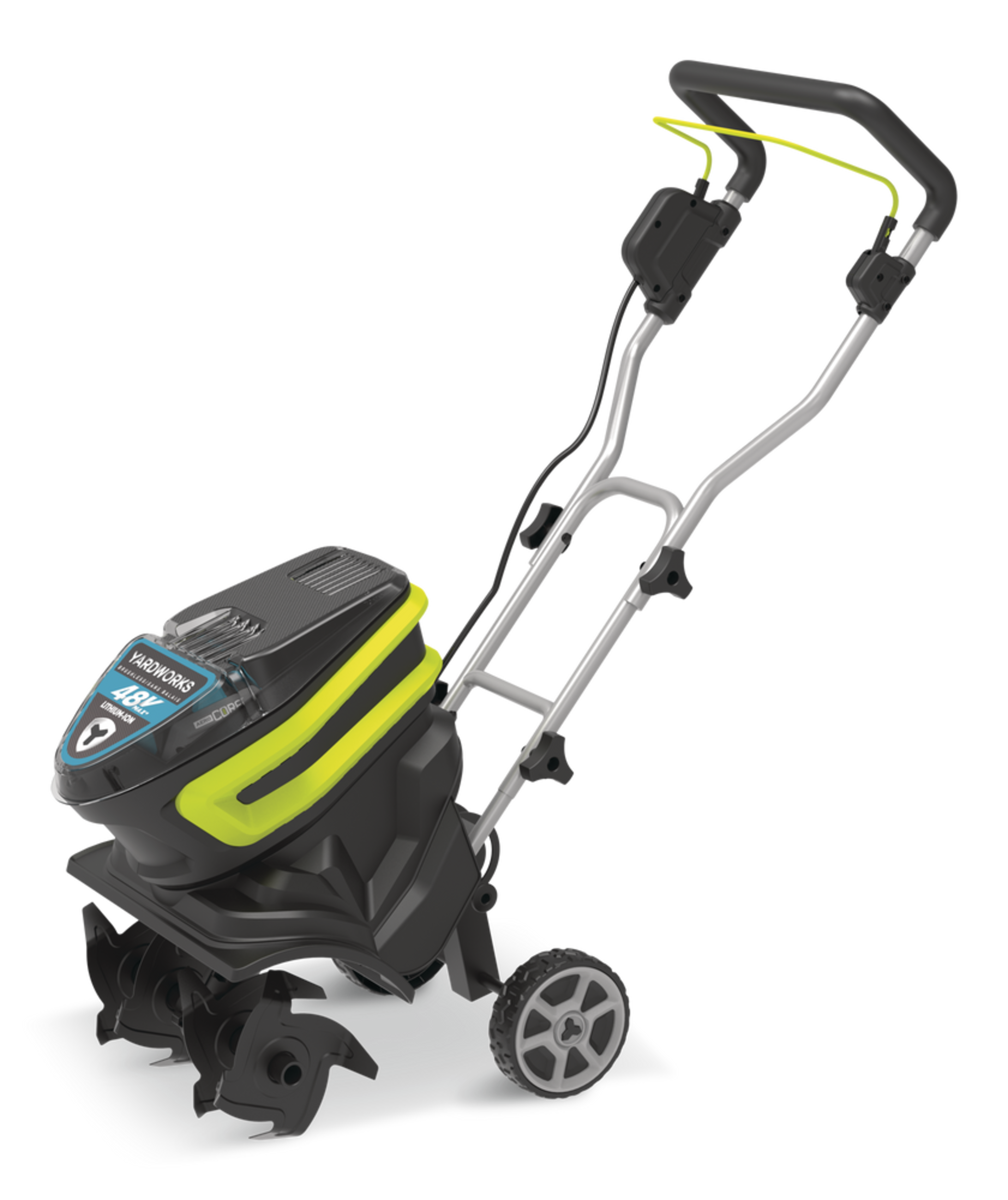 Rotoculteur sans balai Yardworks, 48 V max*, 14 po Front_Three_Fourths_Angled_Left