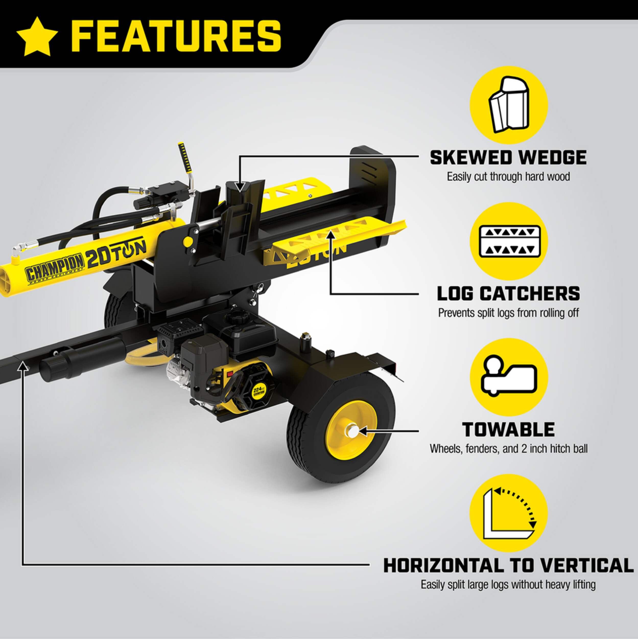 Champion 100888 20Ton 224cc GasPowered Log Splitter Canadian Tire