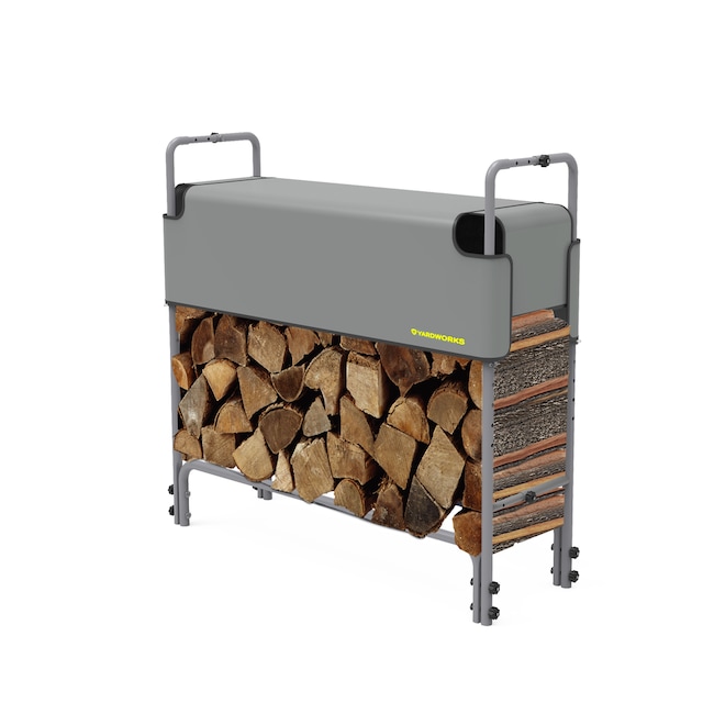 Yardworks Adjustable Steel Construction Half Cover Firewood/Log Rack, 4