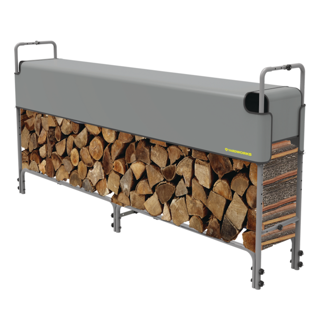 Yardworks Adjustable Steel Construction Half Cover Firewood/Log Rack, 8