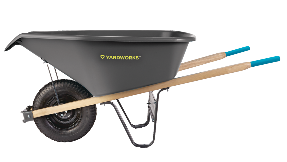 Yardworks Plastic Tray 1Wheel EZ Pour Garden/Yard Wheelbarrow, 6cuft