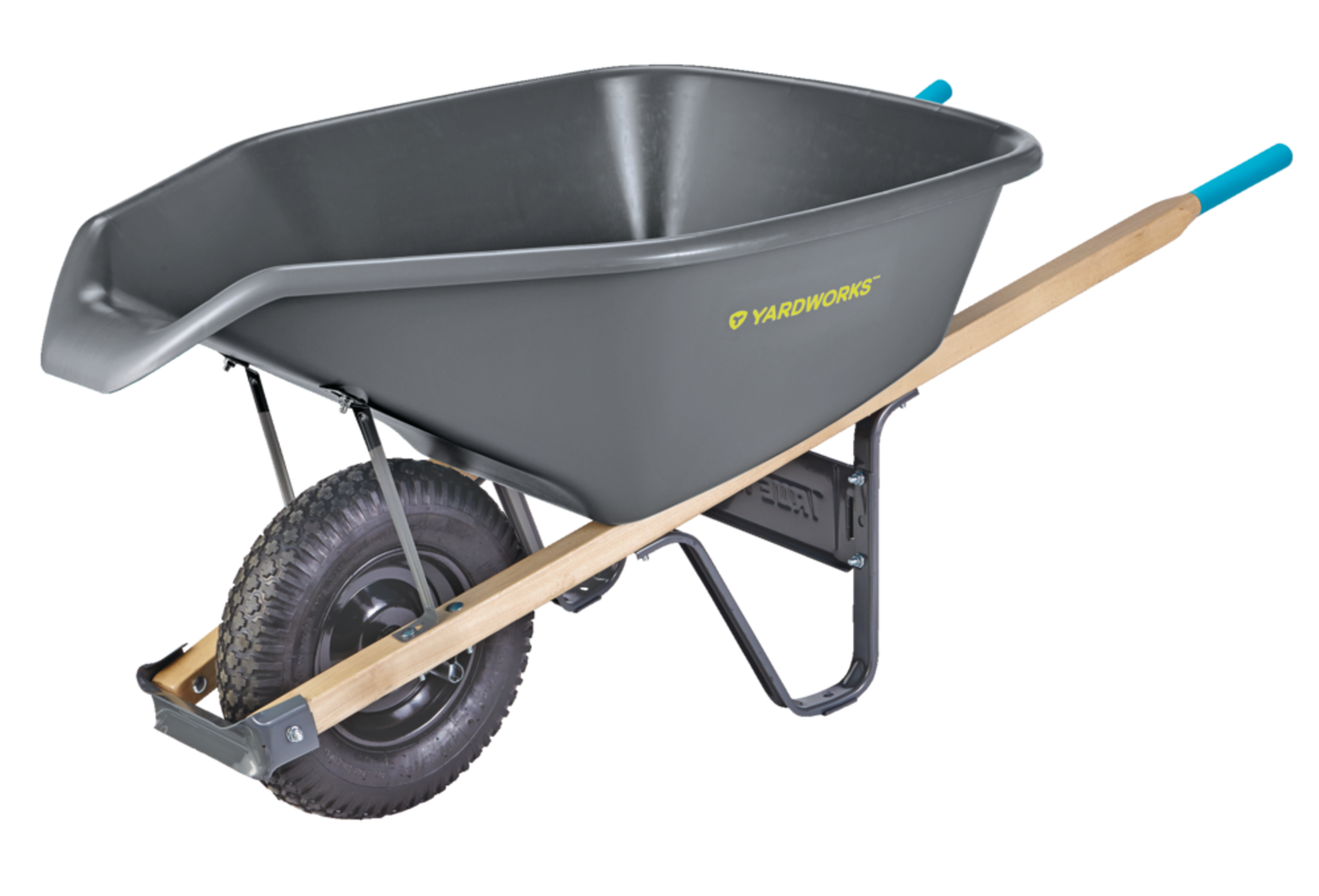 Yardworks Plastic Tray 1-Wheel EZ Pour Garden/Yard Wheelbarrow, 6-cu-ft Front_Angled_Left