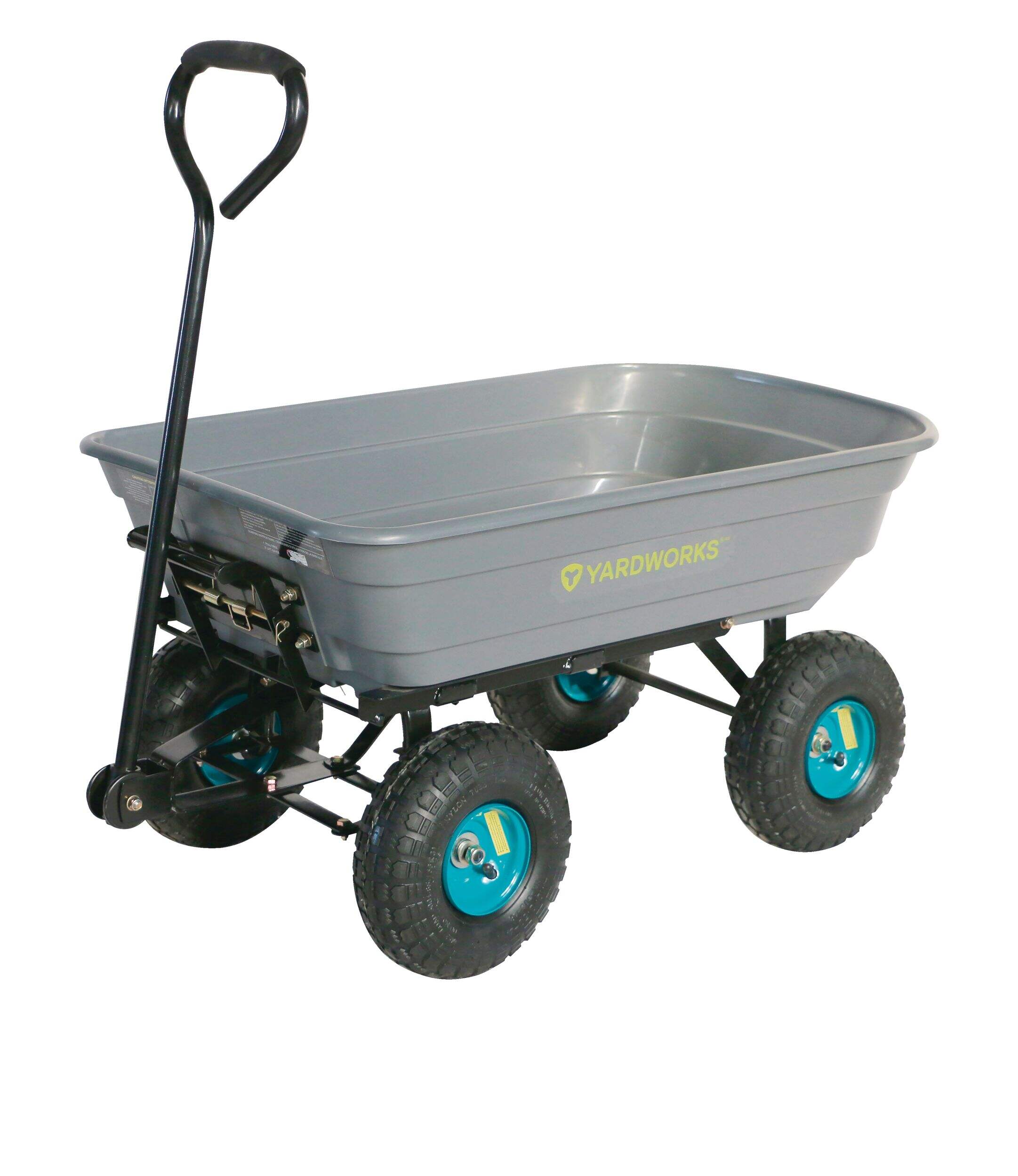 Yardworks 4-Wheel Quick-Release Dumping Garden/Yard Cart, 595 lb Front_Three_Fourths_Angled_Left