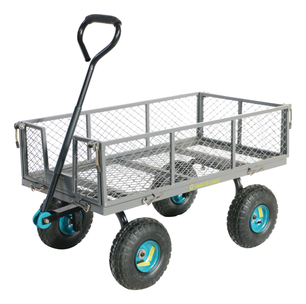 Yardworks Steel Tray 4-Wheel Removable-Sides Mesh Garden/Yard Cart