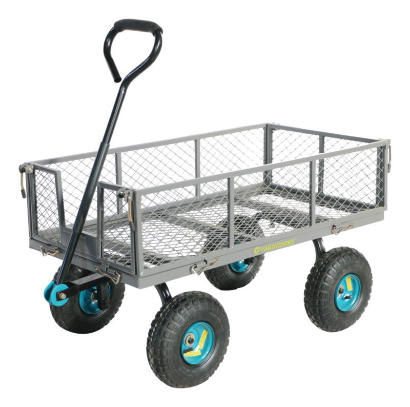 Yardworks Steel Tray 4Wheel RemovableSides Mesh Garden/Yard Cart, 800