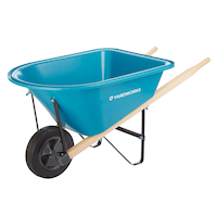Yardworks Plastic Tray 1-Wheel Kids Wheelbarrow Front_Three_Fourths_Angled_Left