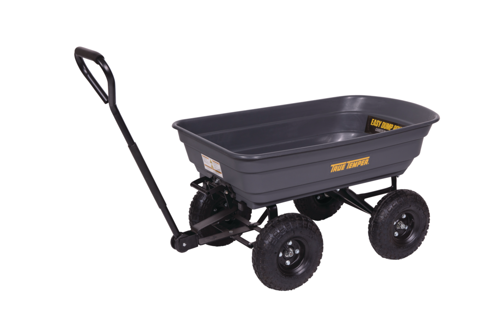 True Temper Poly Tray 4-Wheel Easy Dump Garden/Yard Cart, 595 lb