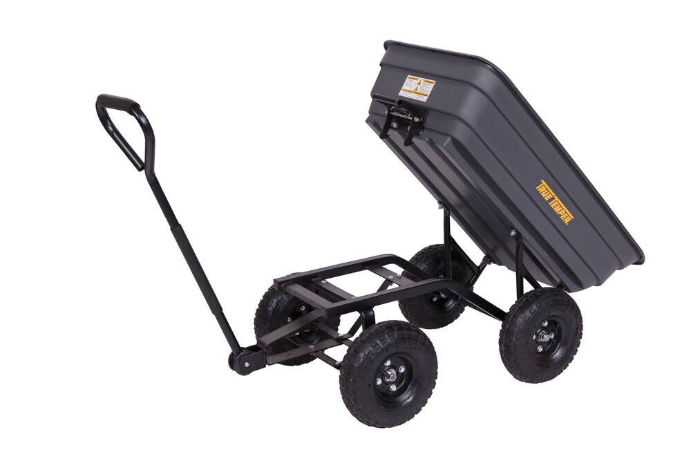 True Temper Poly Tray 4-Wheel Easy Dump Garden/Yard Cart, 595 lb ...