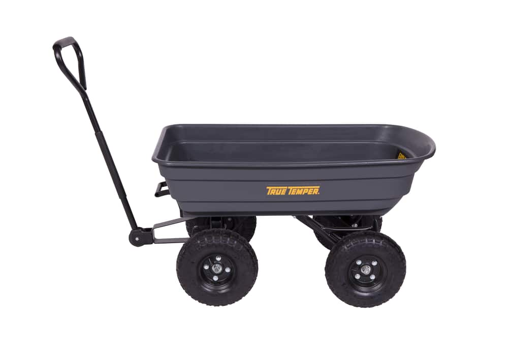 True Temper Poly Tray 4-Wheel Easy Dump Garden/Yard Cart, 595 lb ...