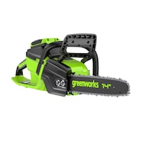 Greenworks 60V 14-in 1.2kW Chainsaw with 4.0 Ah Battery & 3 Amp Charger Front_Three_Fourths_Angled_Right