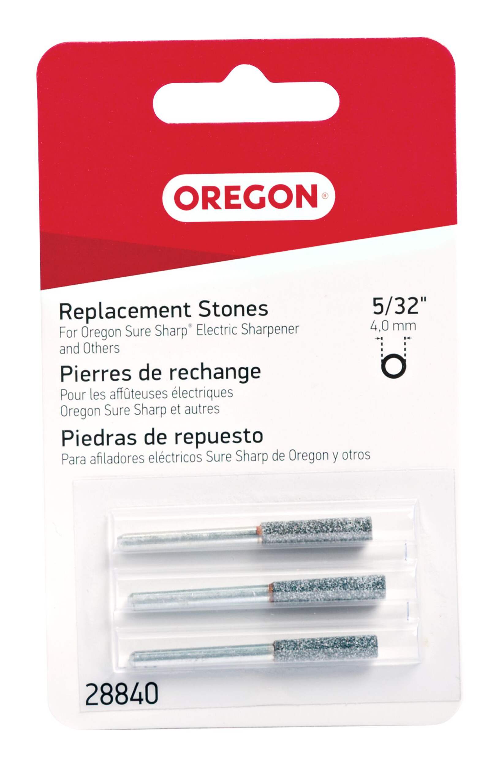 Oregon 28840 Replacement Chainsaw Sharpener Stone, 3-pk, 5/32-in Front_Flat