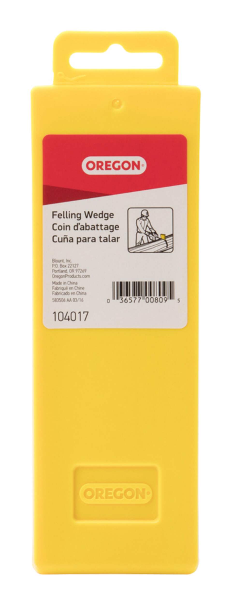 Cale d'abattage pour scie à chaîne Oregon 23561, plastique, 8 po Front_Flat