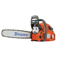 Scie à chaîne à essence Husqvarna 445 Rancher, 55,5 cm3, moteur à 2 temps orange/gris, 20 po Front_Angled_Left