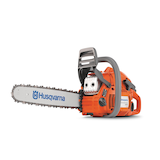 Scie à chaîne à essence Husqvarna 445e, moteur 2 temps 50,2 cm3, 18 po, orange/gris Front_Angled_Left