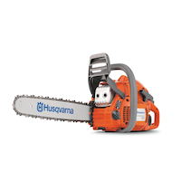 Scie à chaîne à essence Husqvarna 445e, moteur 2 temps 50,2 cm3, 18 po, orange/gris Front_Angled_Left
