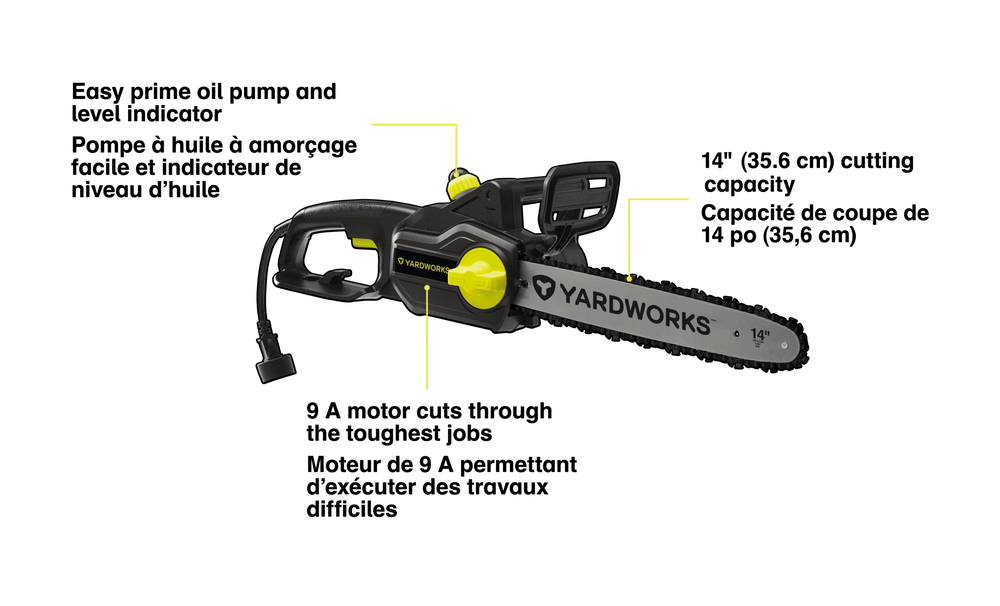 Yardworks 9 Amp Electric Corded Chainsaw, 14in Canadian Tire