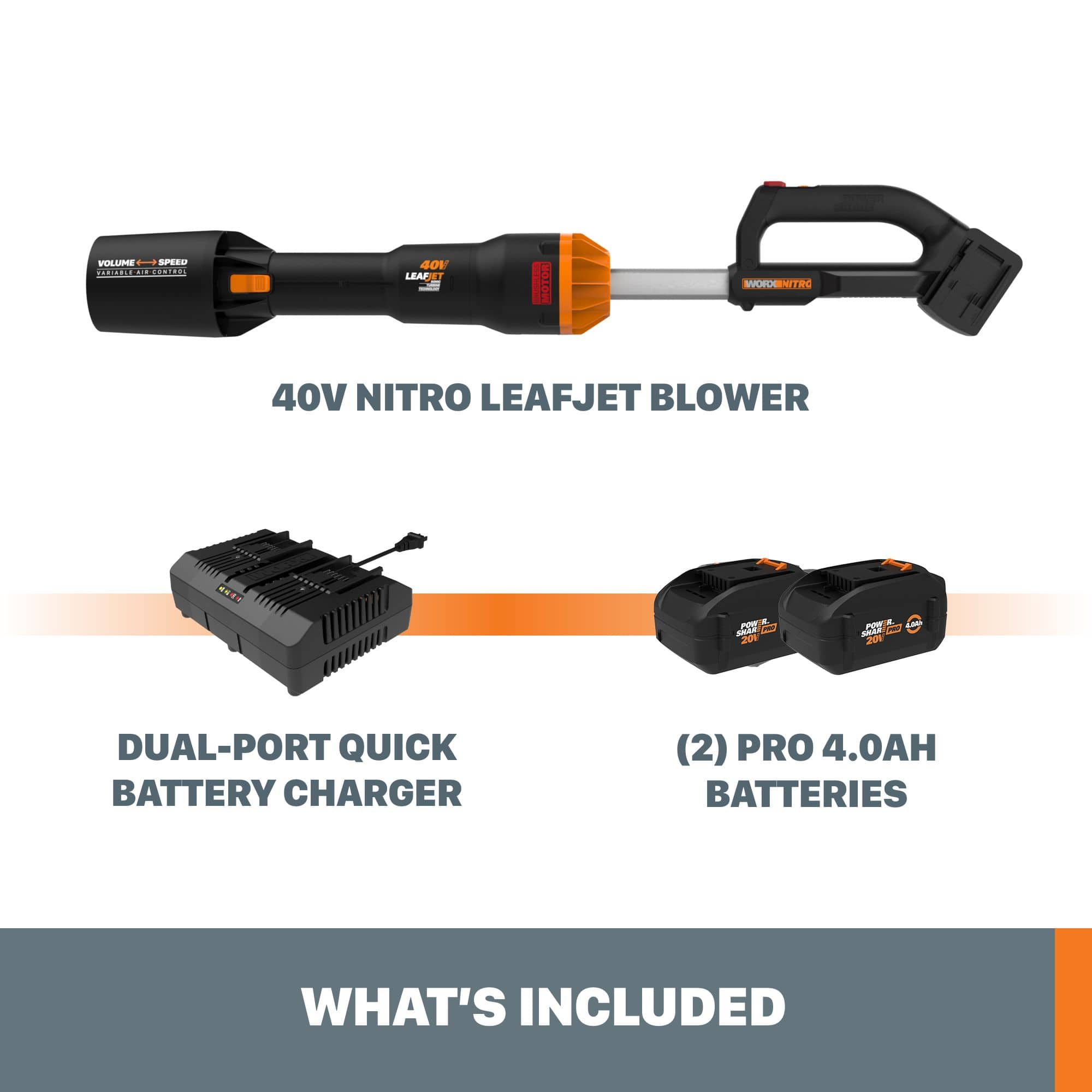 WORX WG585 Nitro 40V Power Share Cordless Leaf Blower Sweeper