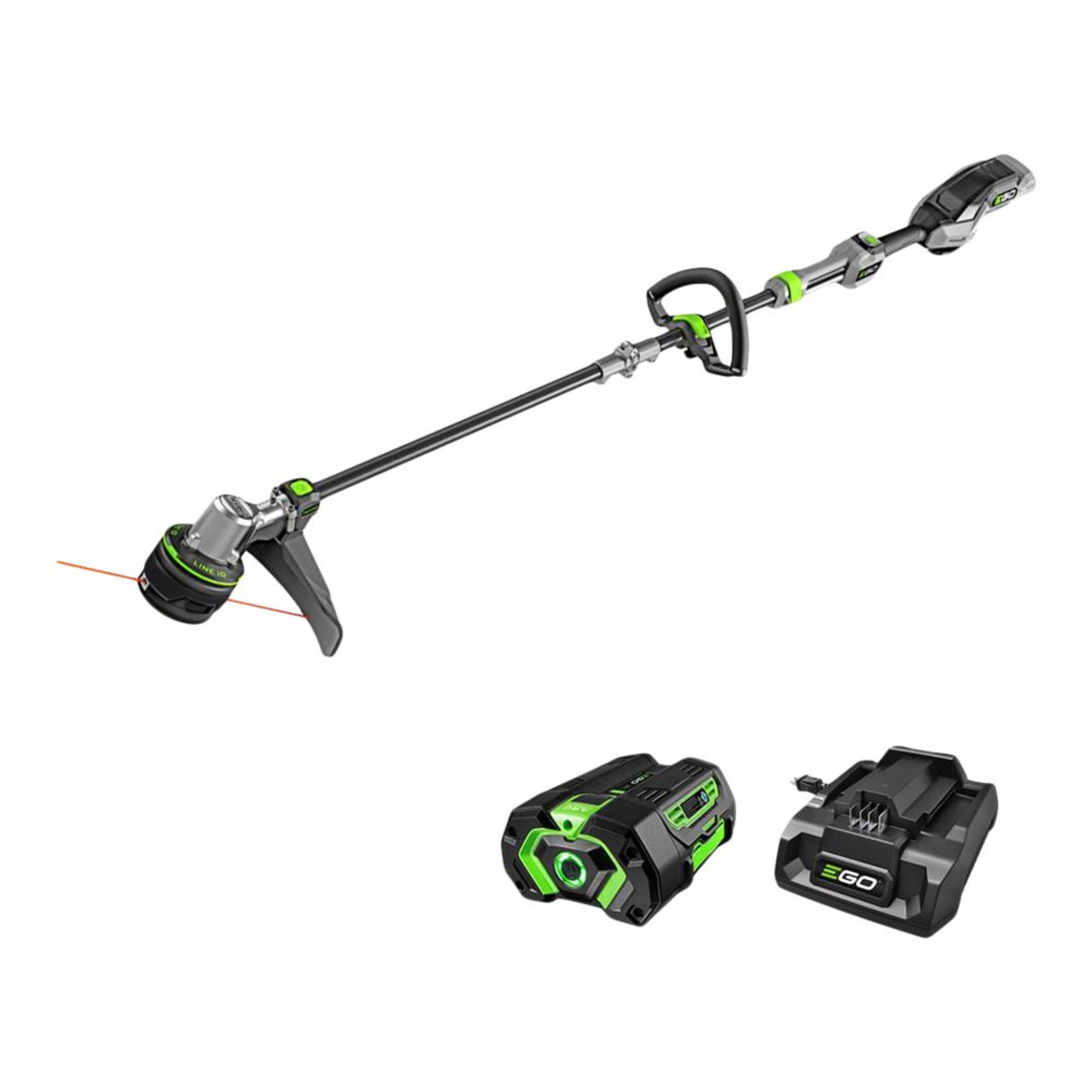 EGO POWER+ 56V Brushless Cordless 16-in POWERLOAD™ String Trimmer with LINE IQ™, Includes (1) 4.0Ah Battery and (1) 320W Charger, ST1623T Front_Three_Fourths_Angled_Left