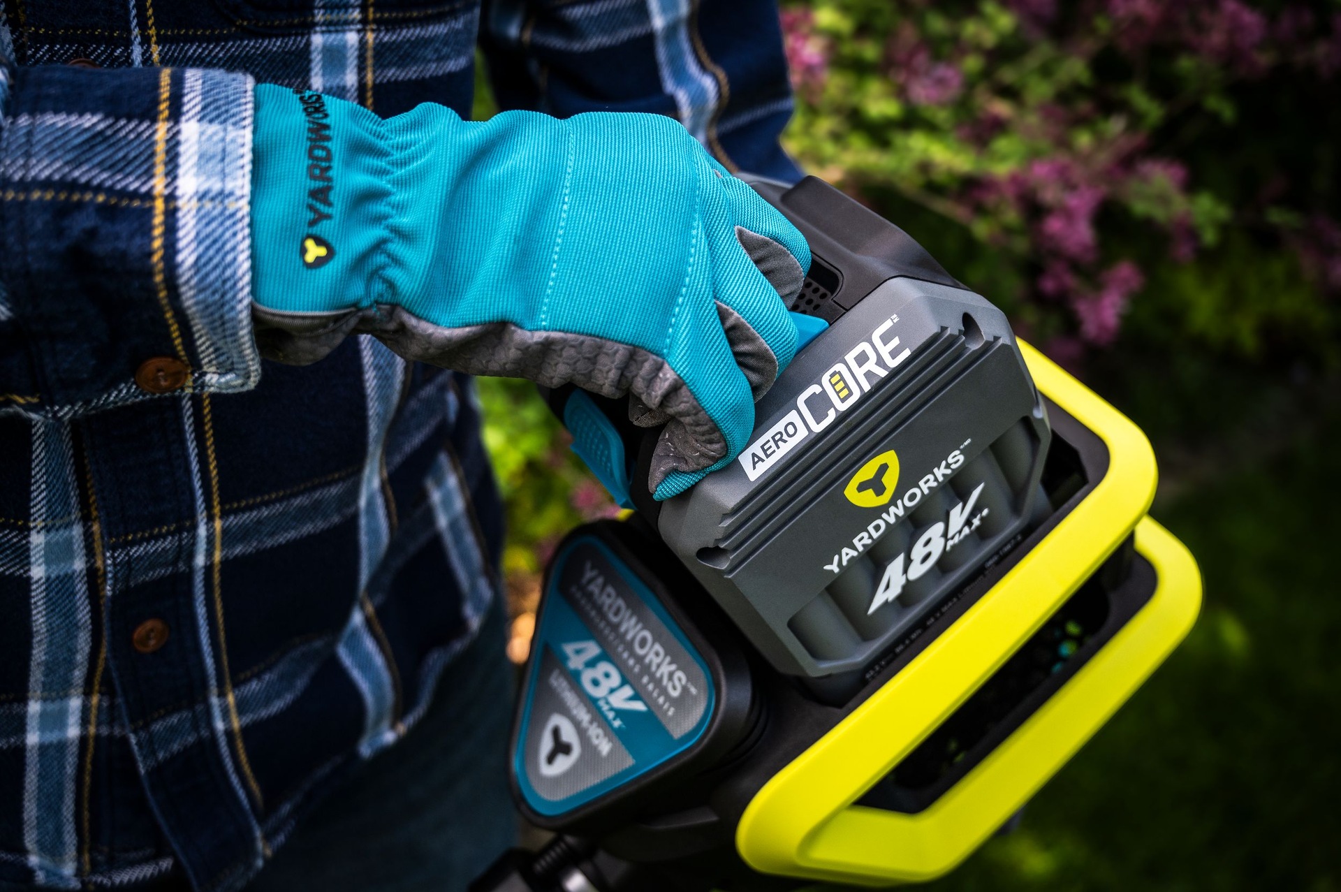 Yardworks 48V Brushless EZ Load Grass Trimmer, 14-in with 2Ah