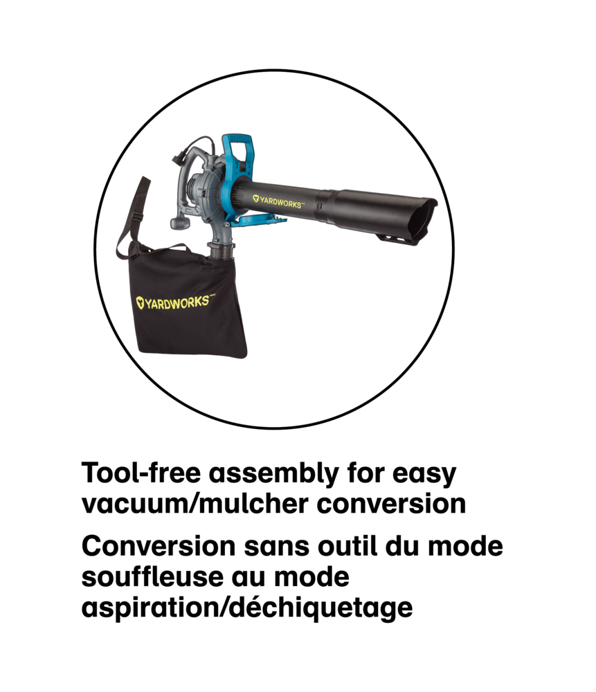 Yardworks 12 Amp 400CFM Electric Leaf Blower/Vacuum Black Canadian Tire