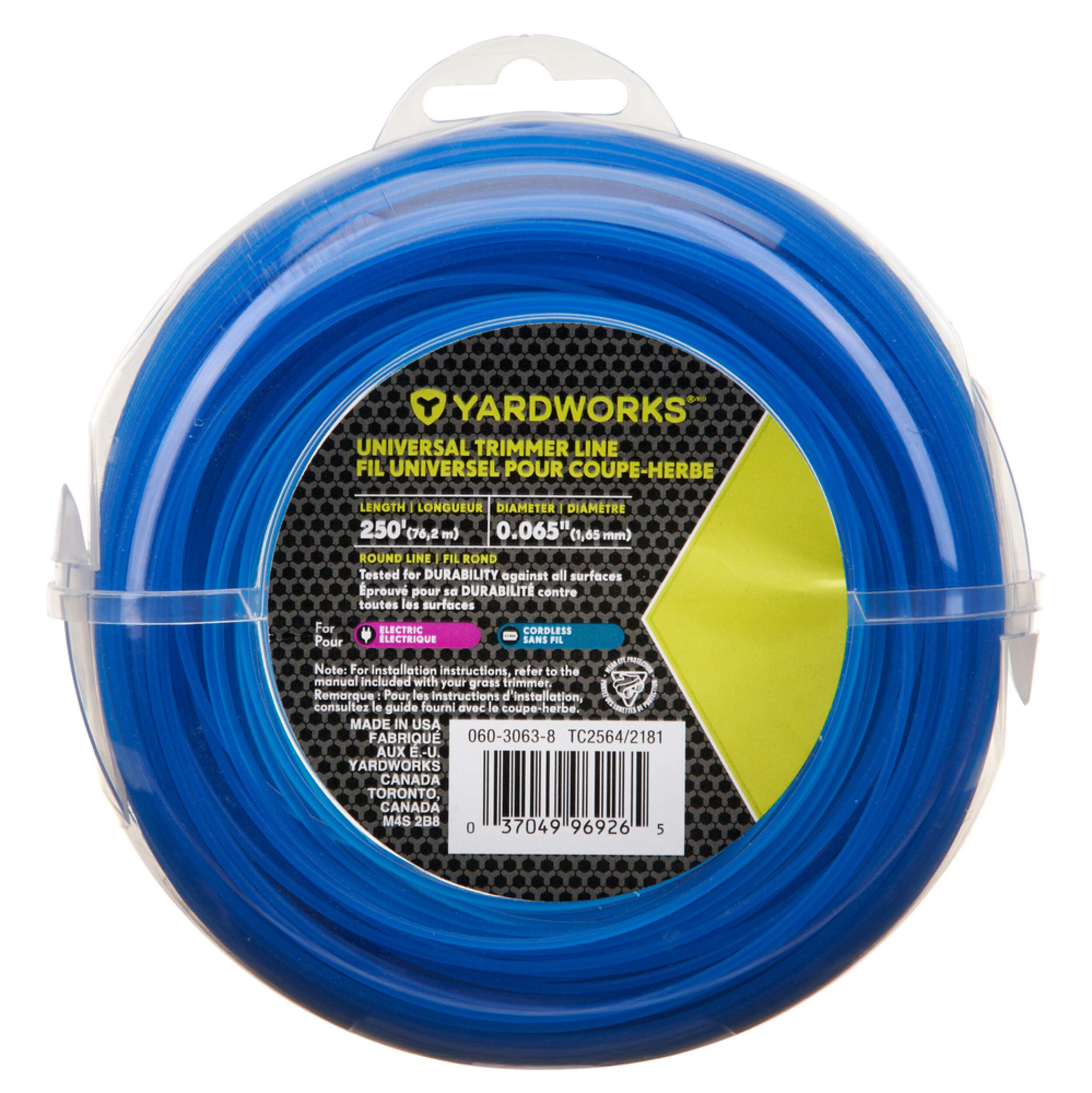 Yardworks Round Trimmer Line, 0.065-in x 250-ft Front_Flat