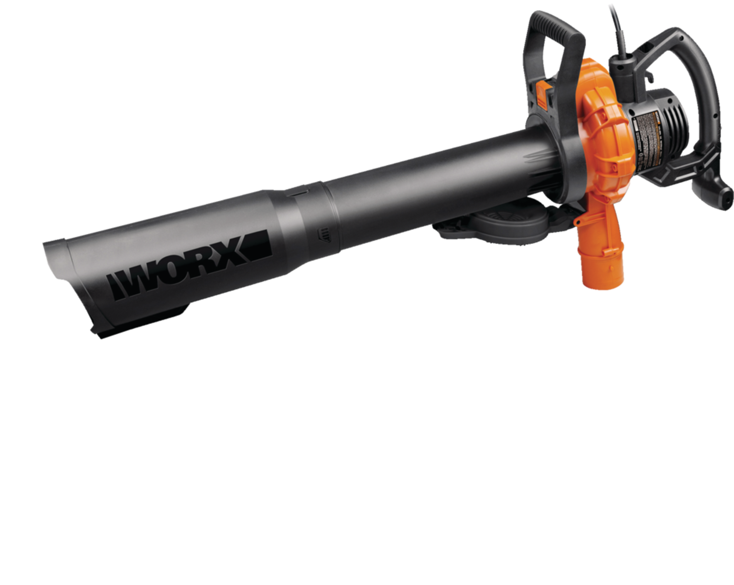 WORX WG518 12 Amp 385CFM Electric Leaf Blower, Vacuum & Mulcher Front_Three_Fourths_Angled_Left