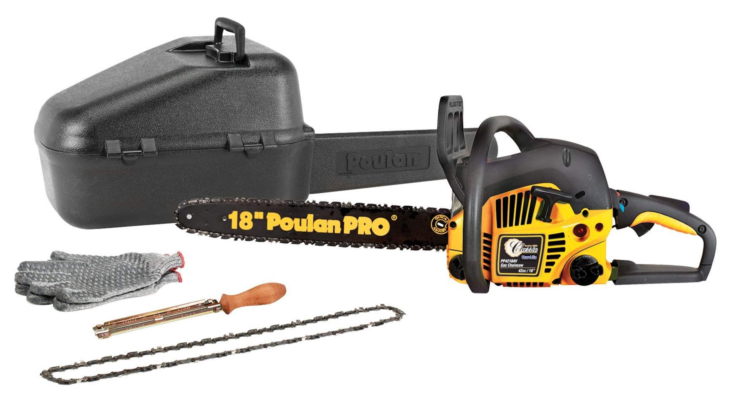 Poulan Pro 42cc Gas Chainsaw with Accessories Kit, 18-in Composite_or_Mixed