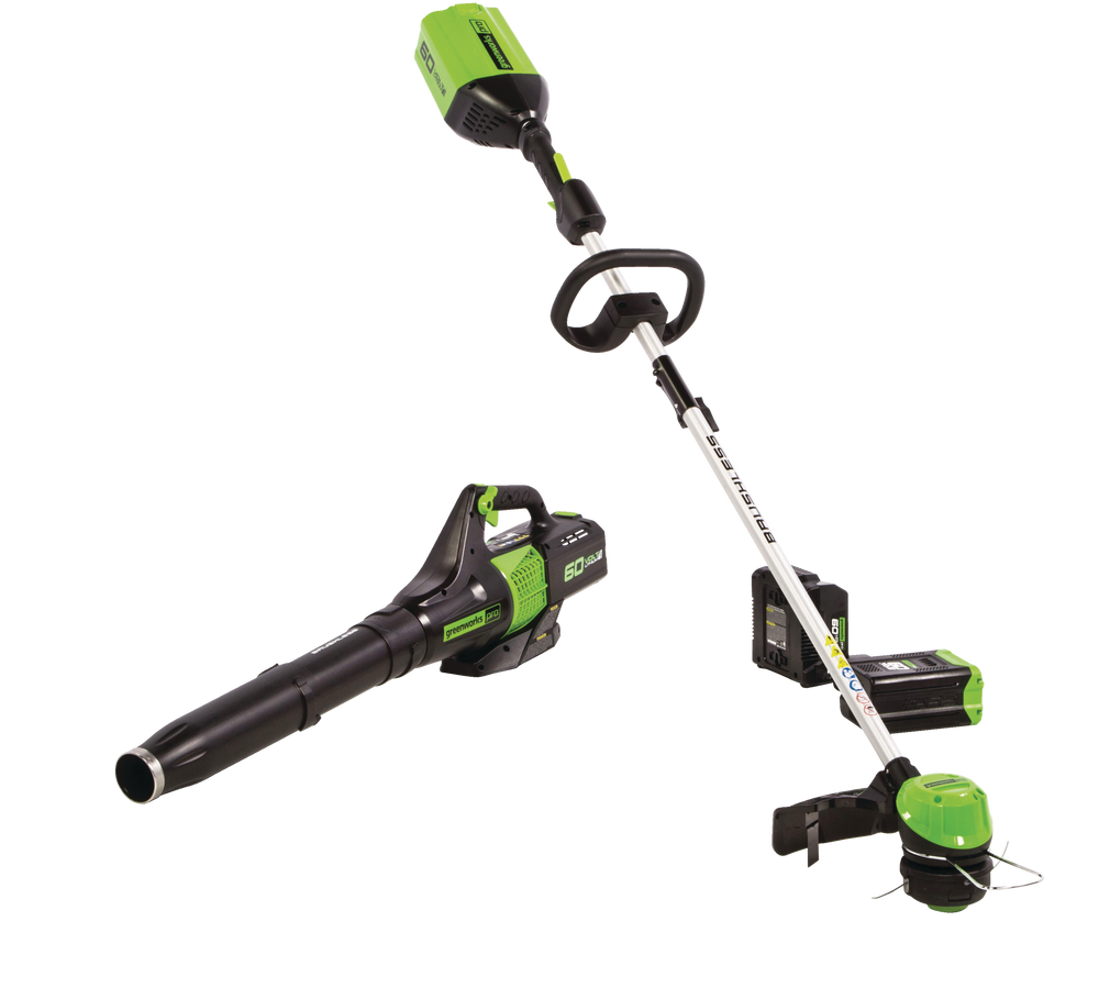 Greenworks 60 V Cordless String Trimmer & Leaf Blower Combo Kit, 2.5 Ah